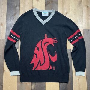 Tribute Unisex Adult LARGE V-Neck WSU Logo Sweater Black & Crimson